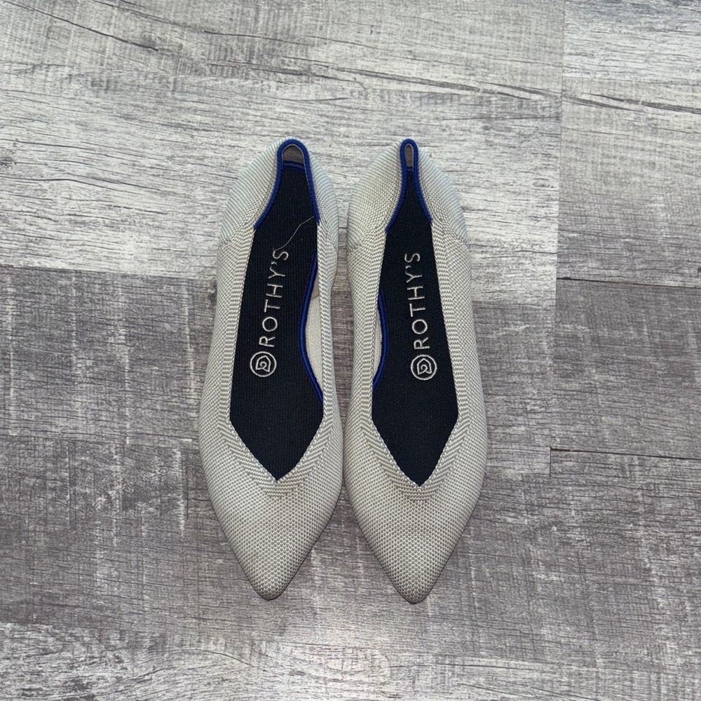 Rothy's The Point Birdeye Light Grey Flax Comfort Flats